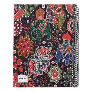 دفتر سیمی 100 برگ جلد سخت مقوایی طرح دار سایز وزیری